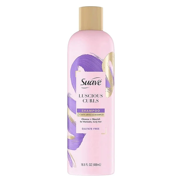 Suave Pink Luscious Curls Shampoo for Defining Curly Hair with Amino Acid Complex 16.5 oz - Product Image