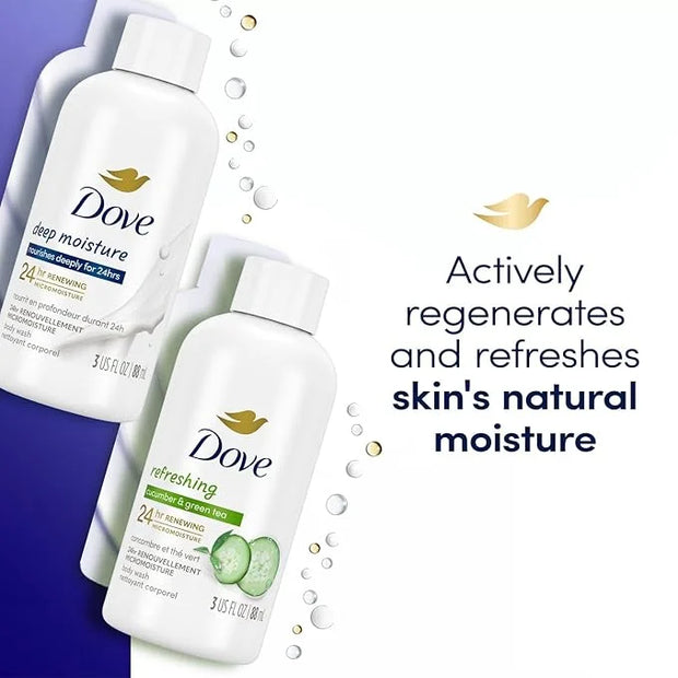 Dove Body Wash Travel Essentials Variety 2-Pack – Refreshing Cucumber & Green Tea + Deep Moisture Nourishing Body Washes, ...