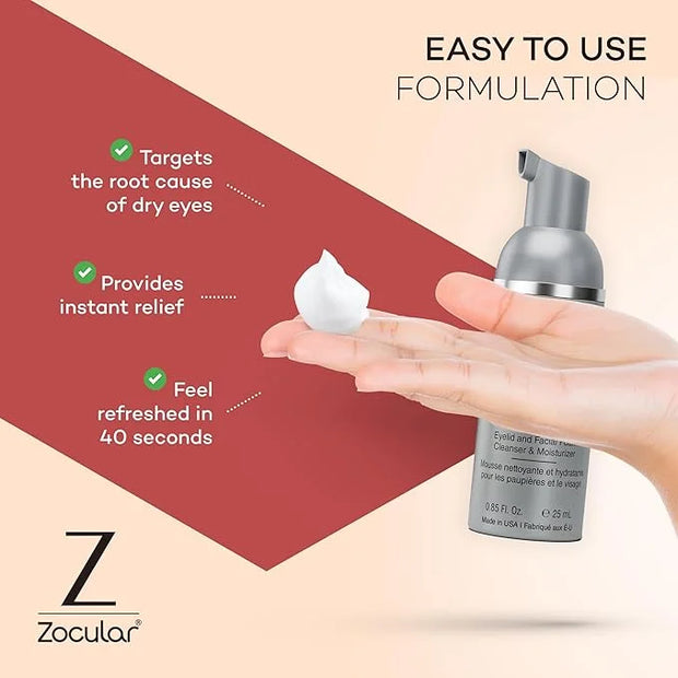 ZocuFoam Eyelid Cleanser - Foaming Eyelid Scrub - Natural pH Balanced Solution - 25mL - Product Image