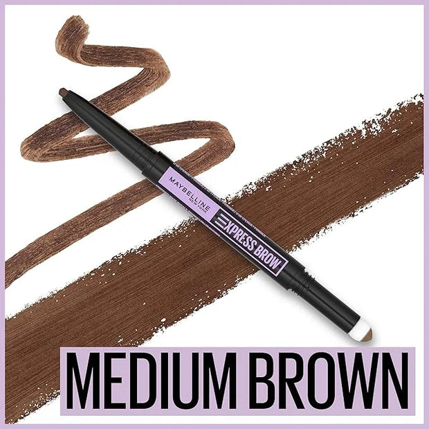 Maybelline Express Brow 2-In-1 Pencil and Powder Eyebrow Makeup, Medium Brown, 1 Count - Product Image