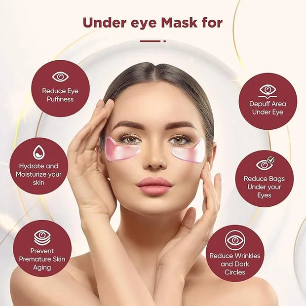 Under Eye Patches (20 Pairs), pink Hyaluronic Acid Eye Patches For Puffy Eyes, Dark Circles, Puffiness, Refresh,Revitalizi...