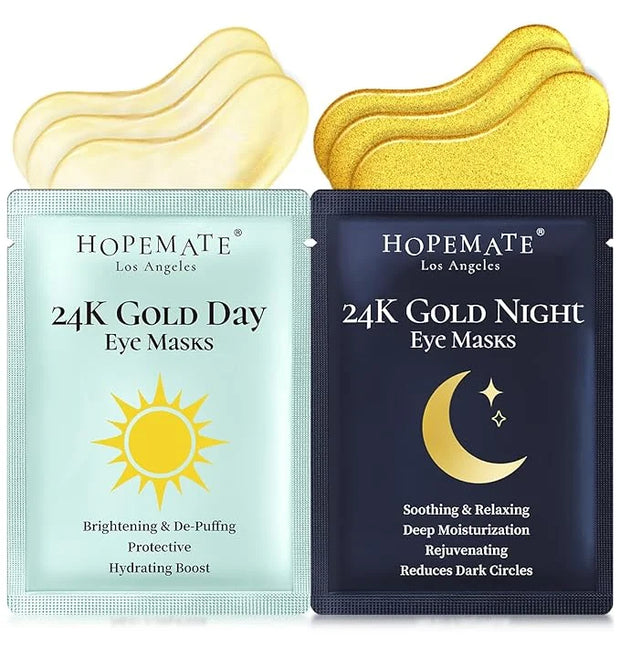 Under Eye Patches for Puffy Eyes,Dark Circles,Wrinkles & Eye Bags-Day & Night Eye Mask Gel Set with Collagen & 24K Gold,Id...