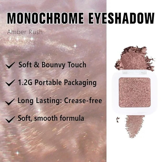Kaely Pressed Single Eyeshadow Makeup, Amber Rush Shimmer Highly Pigmented Monochrome Eye Shadow Palette, Waterproof Neutr...