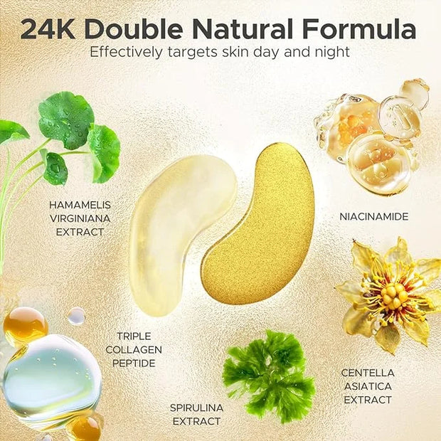 Under Eye Patches for Puffy Eyes,Dark Circles,Wrinkles & Eye Bags-Day & Night Eye Mask Gel Set with Collagen & 24K Gold,Id...