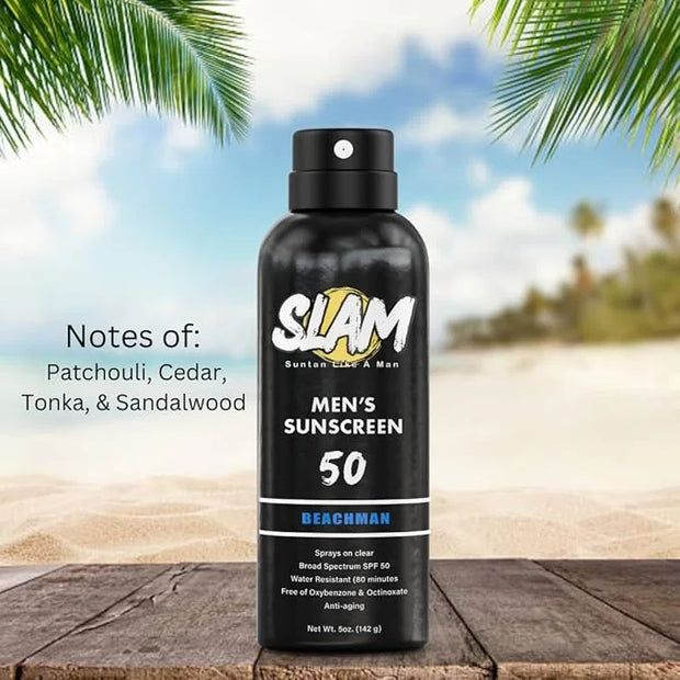 SLAM WoodsMan & BeachMan Bundle - Men's Scented Sunscreen, Sunscreen Spray, Water Resistant Sunscreen, Paraben Free, Broad...