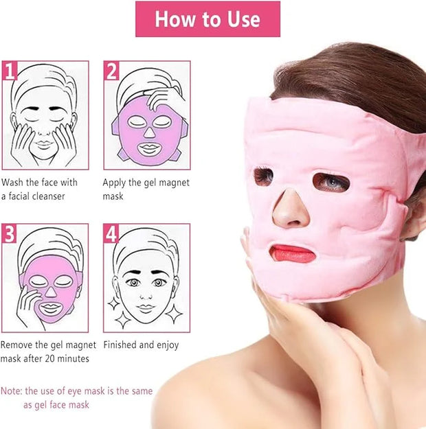 Ice Face Eye Mask for Cold Hot Compress Therapy, Gel Cooling Heat Facial Eye Mask Pack Reusable with Acupoint Massage & To...