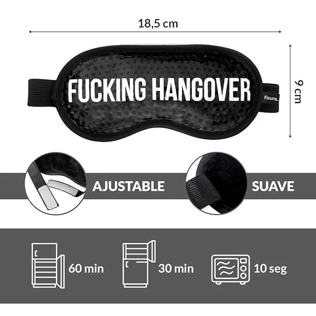 Fisura - Cooling gel eye mask F*cking hangover. Black hangover eye mask. Gel mask for puffy eyes and dark circles. Cold/Wa...