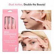 Dermaplaning Tool - Foldable Facial Razor for Women and Men, (3ct) | Womens Facial Peach Fuzz Remover & Eyebrow Trimmer, D...