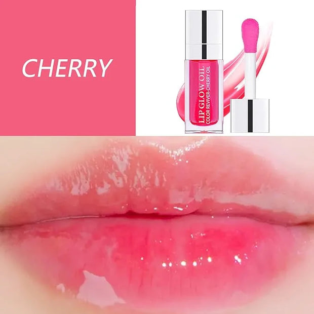 Plumping Lip Oil, Hydrating Gloss Tinted Lip Balm Transparent Lip Care, Big Brush Head Glitter Shine, Long Lasting Nourish...