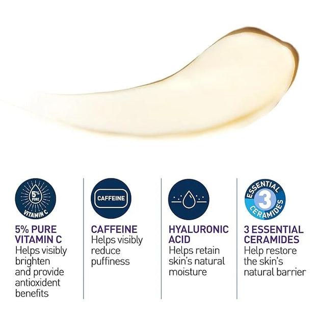 CeraVe Skin Renewing Vitamin C Eye Cream, Vitamin C, Hyaluronic Acid, Ceramides & Caffeine, Under Eye Cream For Dark Circl...
