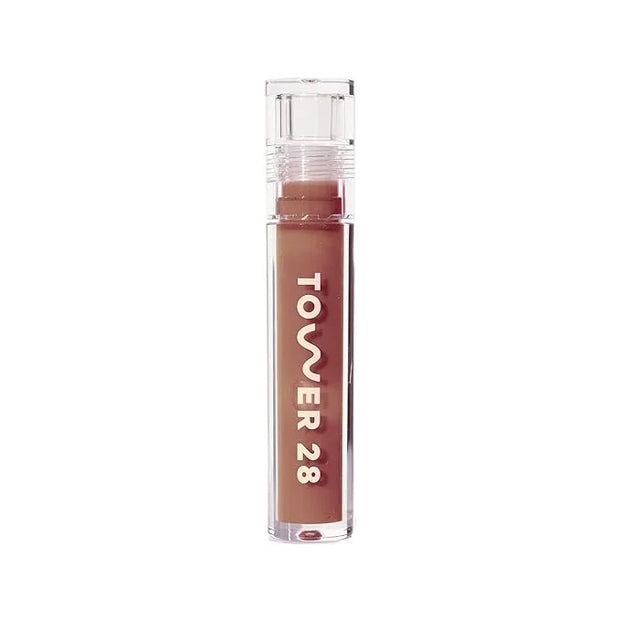 Tower 28 ShineOn Milky Lip Jelly, ALMOND, Non-Sticky, Hydrating Vegan Lip Gloss in Milky Chocolate, Apricot and Raspberry ...