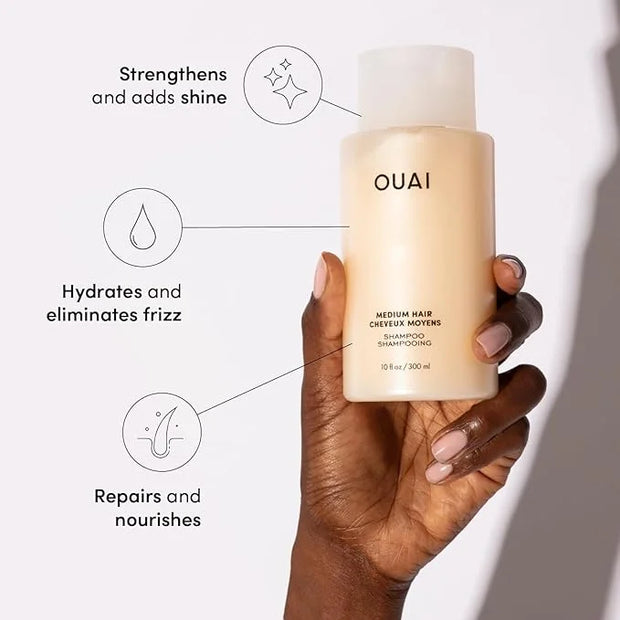 OUAI Medium Shampoo - Hydrating Shampoo with Coconut Oil, Babassu, Kumquat Extract and Keratin - Strengthens, Nourishes an...
