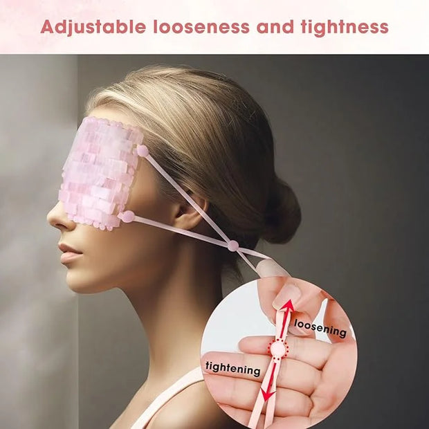 Rose Quartz Eye Mask - with Adjustable Strap for face 100% Natural Gemstone Jade Sleep Mask for Hot & Cold Anti Aging Ther...