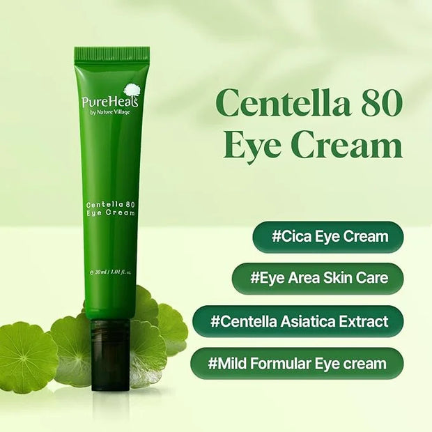Pureheal's Centella 80 Eye Cream, Light Texture Eye Cream, Nourishing Eyezone, Centella Asiatica 80% Extract, 30ml (1.01 F...