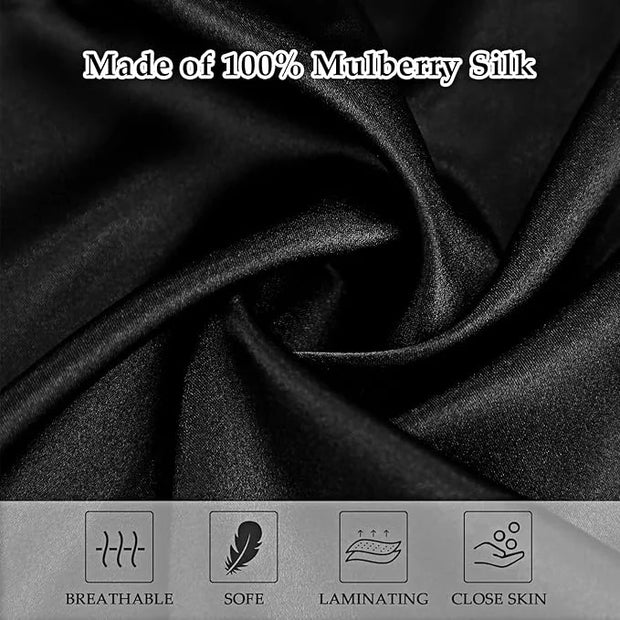 2 Pack Satin Pillowcase with Latent Zipper, Adjustable Satin Eye Mask for Sleeping and Satin Volume Scrunchie for Hair and...