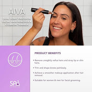 SPA SCIENCES - AIVA - The 2-in-1 Facial Hair Remover & Eyebrow Trimmer with Built-in LED Lights - Product Image