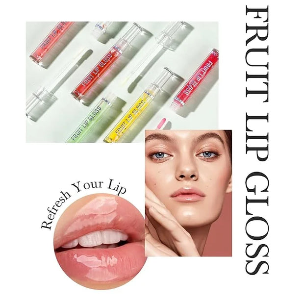6 Pcs Fruity Lip Oil, Hydrating Moisturizing Shiny Lip Glaze, No Sticky Hydrating Lip Gloss Tinted Lip Balm, Lightening Li...