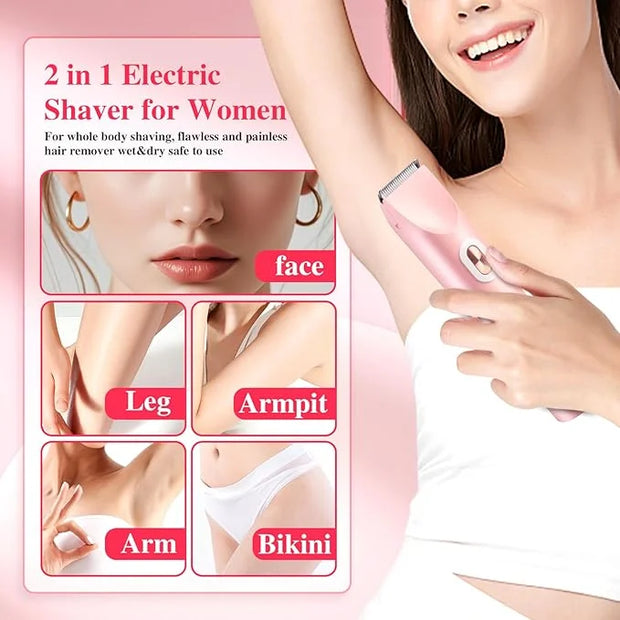 Glow Aura Womens Shaver, Bikini Trimmer for Women, Glow Aura Electric Razor, Comfort 2 in 1 Electric Lady Shaverr, Dual He...