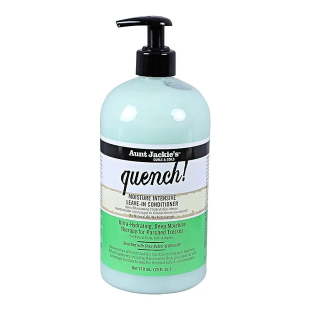 Aunt Jackie's Curls and Coils Quench, Large 24oz Family Sized Pump, Moisture Intensive Leave-In Hair Conditioner for Natur...