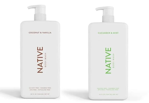 Native Body Wash | Coconut & Vanilla, Cucumber & Mint - 36 oz bottle with pump - Pack of 2 - Product Image
