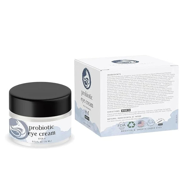 Probiotic Caffeine Eye Cream for Dark Circles, Puffiness, and Fine Lines | Anti-Aging with Green Tea, Licorice Root, Pomeg...