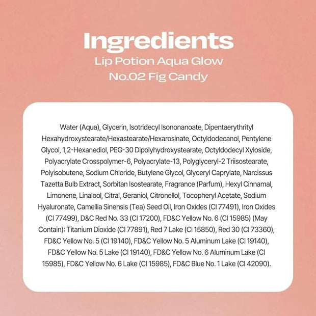 Lip Potion Aqua Glow No.2 Fig Candy | Hydrating, Non-Sticky Gloss with Sheer Radiance | 0.3 Oz - Product Image