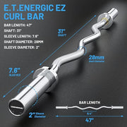47" Olympic EZ Curl Bar 500-lbs Capacity Steel 2" Barbell - Product Image