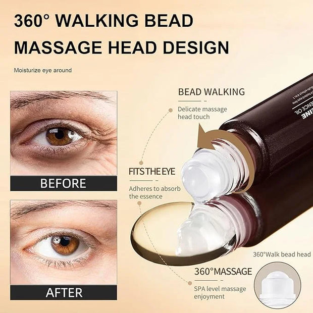 Retinol Caffeine Under Eye Roller Serum, Eye Serum for Dark Circles and Puffiness with 360° Roller Massage Ball, Reduce Wr...