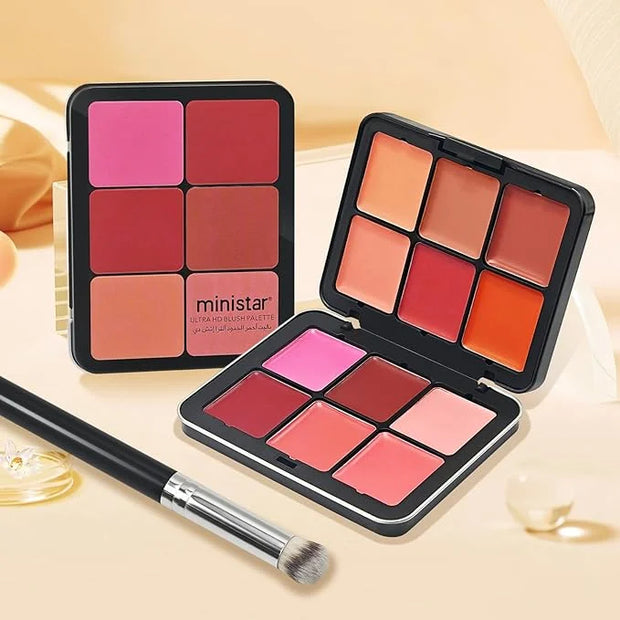 12 Colors Cream [Blush] Makeup Palette for Cheeks - All in One Blush Makeup Palette Kit with Brush, Natural Matte Long Wea...