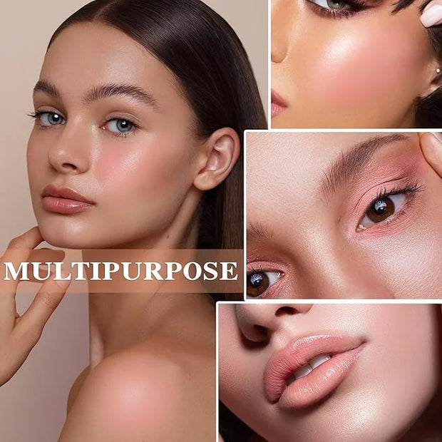 Cream Blush Stick with Brush and Makeup Sponge,Waterproof Multi Cream Makeup Stick,Lightweight,Long-lasting,2 in 1 Multi B...