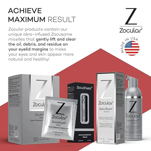 ZocuFoam Eyelid Cleanser - Foaming Eyelid Scrub - Natural pH Balanced Solution - 1.7 FL OZ (50mL) - Product Image