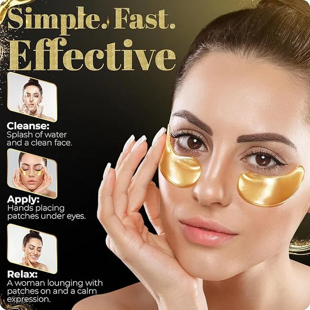 Under Eye Masks (30 Pairs), 24K Gold Under Eye Patches for Puffy Eyes, Dark Circles, Eye Bags, Refreshes Skin, Firm Glowy ...