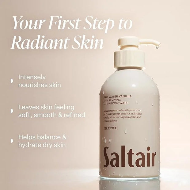 Saltair Body Wash, Salt Water Vanilla 2-Pack. Moisturizing Body Cleanser with Monoi Oil and Cupuacu Butter. Luxury Shower ...