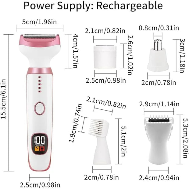 Electric Razors for Women, Bikini Trimmer for Women 5 in 1 Body Shaver for Nose Hair Face Eyebrow Arms Legs Armpit Underar...