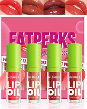 4 Colors Lip Oil Lip Glaze Set,Hydrating Tinted Plumping Lip Gloss,Shiny Glow Reviver Lip Care Oil,Longlasting Non-sticky ...