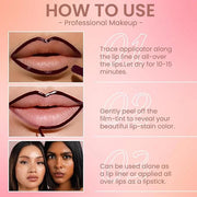 Matte Lip Gloss Stain-Peel Off Lip Liner Tattoo, Brownish Red Lip Tint，Long Lasting Peel Off Lip Stain, Waterproof Transfe...