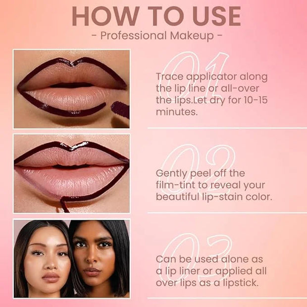 Matte Lip Gloss Stain-Peel Off Lip Liner Tattoo, Brownish Red Lip Tint，Long Lasting Peel Off Lip Stain, Waterproof Transfe...