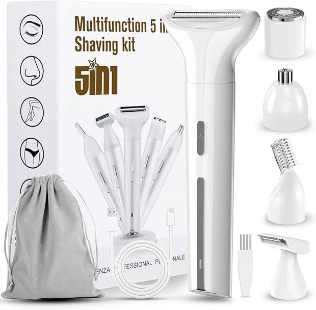 2025 New Bikini Trimmer for Women - 5 in 1 Wet/Dry Electric Razor for Women, Rechargeable Electric Shaver, IPX7 Waterproof...