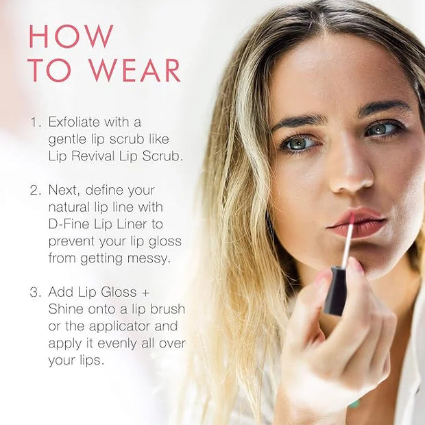 Beauty For Real Lip Gloss + Shine, Light My Fire - Opaque Everyday Red - Non-Sticky Plumping & Hydrating Gloss - Light & M...