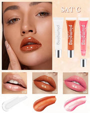 Hydrating Lip Glow Oil-3Pcs Tinted Plumping Lip Oil Lip Plumper, Moisturizing Smooth Lipgloss for Lip Care, Glossy Finish ...