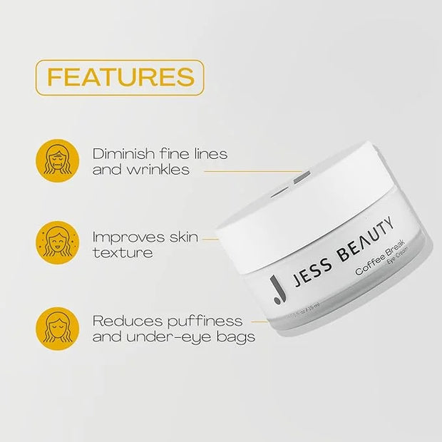 JESS BEAUTY | Coffee Break Eye Cream with 1% Caffeine, Squalane and Panthenol I Beauty and Self Care - Korean Beauty Eye C...