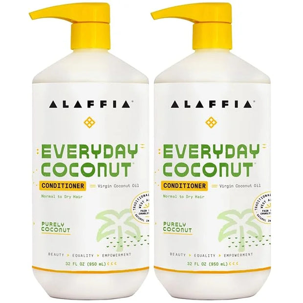 Alaffia Everyday Coconut Conditioner 2-Pack – Moisturizing Coconut Oil & Ginger Extract, Normal to Dry Hair, Curly Styles,...