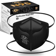 N95 Mask NIOSH Approved 50-Pack, Particulate Respirator N95 Face Masks Universal Fit - Individually Wrapped, Black - Produ...