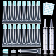 AMORIX 50PCS Lip Gloss Tubes 20ml Blue Cap Lip Gloss Containers Empty Lip Balm Tubes Squeeze Lipgloss Tubes + 2 x 20ml Syr...