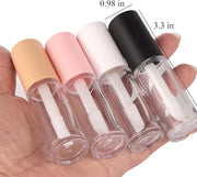 Qeuly 4 Piece Lip Gloss Tubes, 6ml Empty Lip Gloss Tubes with Wand, Clear Plastic Lip Gloss Containers for Skin Care Oil D...