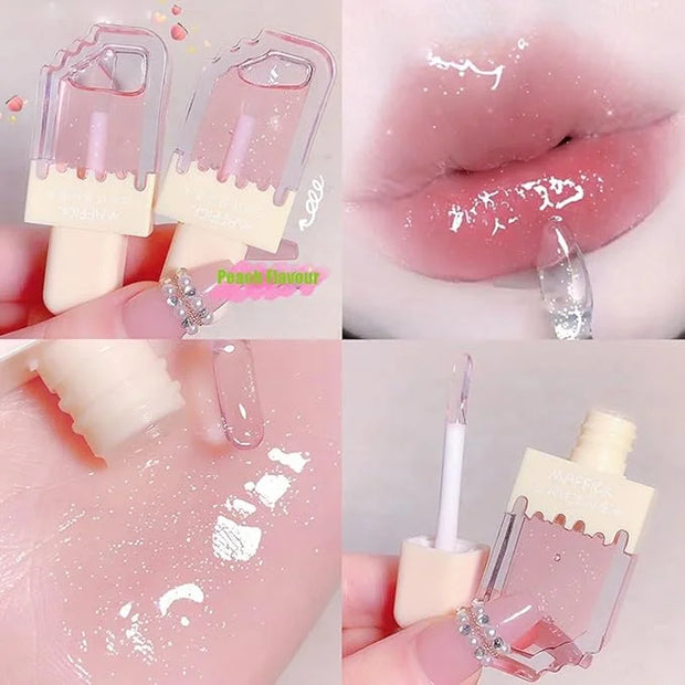 3Pcs Clear Cute Lip Gloss Set,Fruit Flavored Lip Oil Set,Long Lasting Moisturizing,Hydrating Lip Glow Oil for Kids and Tee...