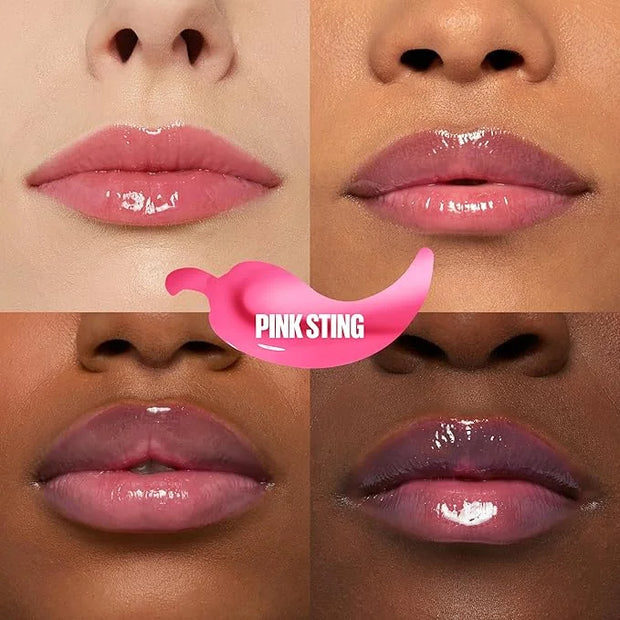 MAYBELLINE Lifter Gloss Lifter Plump, Plumping Lip Gloss with Chili Pepper and 5% Maxi-Lip, Pink Sting, Sheer Bubblegum Pi...