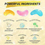 Under Eye Patches(24 Pairs), 24K Gold, Caffeine, Retinol Eye Masks for Puffy Eyes, Wrinkles, Dark Circles, Undereye Bags T...
