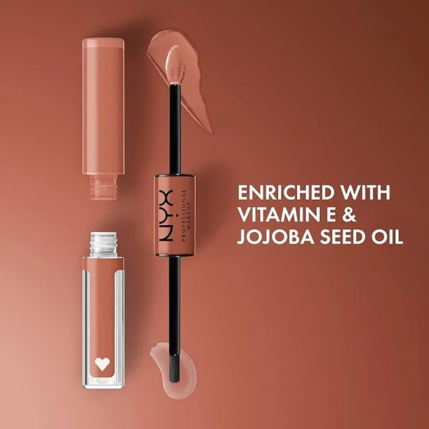 NYX PROFESSIONAL MAKEUP Shine Loud, Long-Lasting Liquid Lipstick with Clear Lip Gloss - Goal Crusher (Mid-Tone Beige) - Pr...