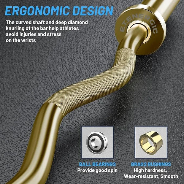 47" Olympic EZ Curl Bar 500-lbs Capacity Steel 2" Barbell - Product Image
